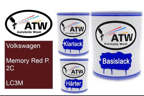 Volkswagen, Memory Red P. 2C, LC3M: 1L Lackdose + 1L Klarlack + 500ml Härter - Set, von ATW Autoteile West.